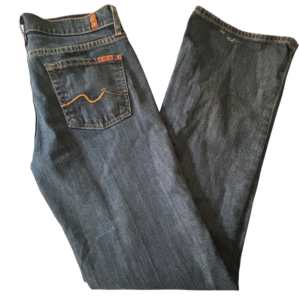 7 For All Mankind Bootcut Jeans Women‎ 30 (32x33) TALL Dark Blue USA Boho Y2K